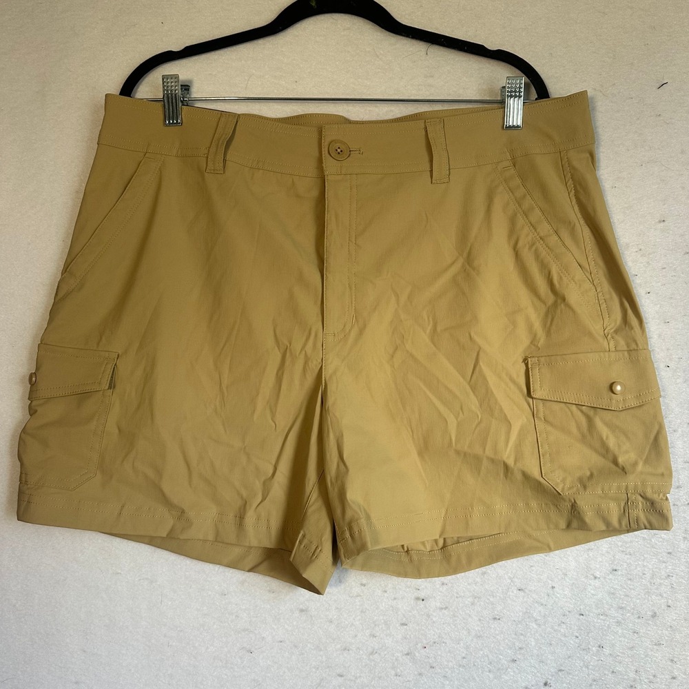 Eddie Bauer Womens Cargo Pocket Shorts Khaki Tan Hiking Stretch Size 16 EB004080